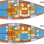 Sun Odyssey 40 Libra layout interni giorno-notte